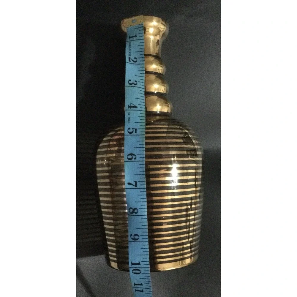 Amber Decanter Gold Concentric Rings Bohemian Art Glass vase